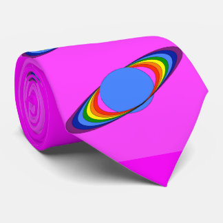 Rainbow Saturn Necktie voor astronomen, Magenta Stropdas
