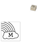Rainbow Schattig Kinder Monogram Initiaal Rubberstempel (Gestempeld)