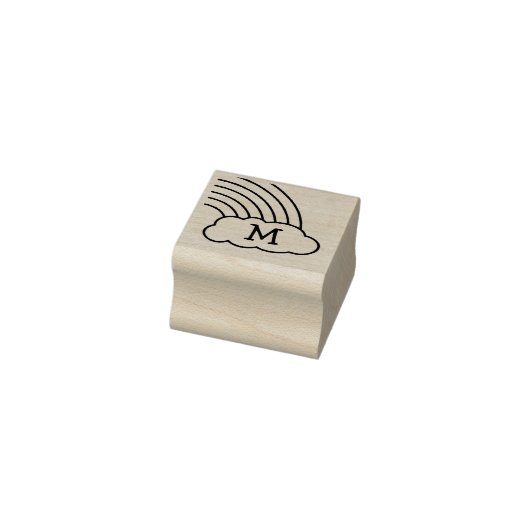 Rainbow Schattig Kinder Monogram Initiaal Rubberstempel (Stempel)