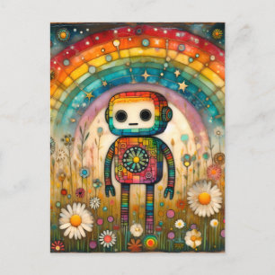 Rainbow Schattig Robot Briefkaart