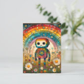 Rainbow Schattig Robot Briefkaart (Staand voorkant)