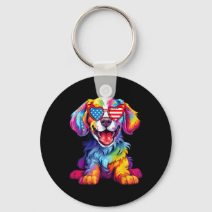Rainbow Schattige Dog Love Funny Kleurrijke Puppy Sleutelhanger