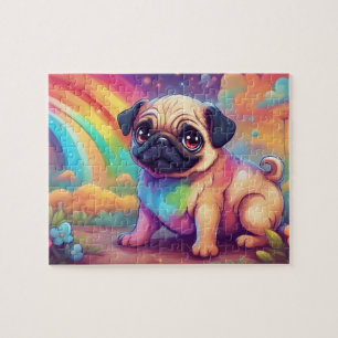 Rainbow Schattige Pug Legpuzzel