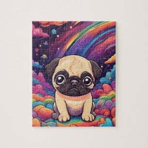 Rainbow Schattige Pug Legpuzzel