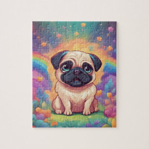 Rainbow Schattige Pug Legpuzzel