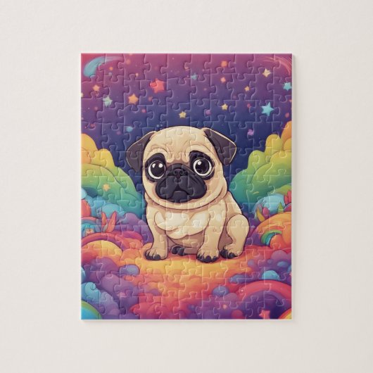 Rainbow Schattige Pug Legpuzzel (Verticaal)