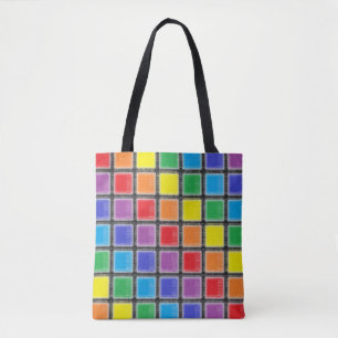 Rainbow Scratched Squares Draagtas
