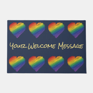 Rainbow Scribble Heart welkomstmat Deurmat