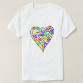 Rainbow Scribbles (coeur) T-Shirt (Design devant)