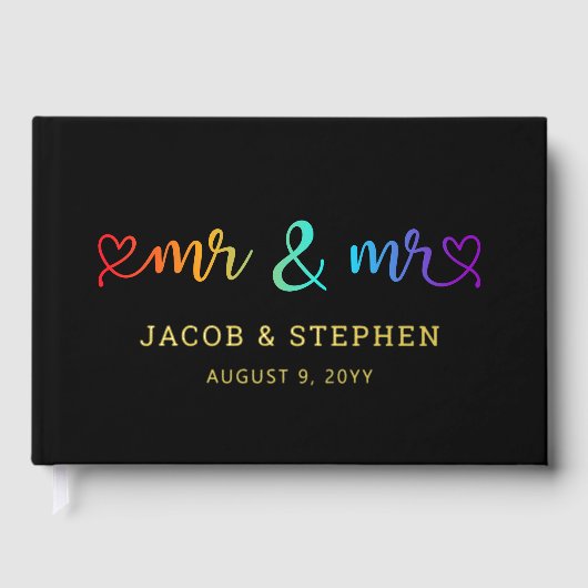 Rainbow Script Black Mr & Mr Gay Mariage (Recto)