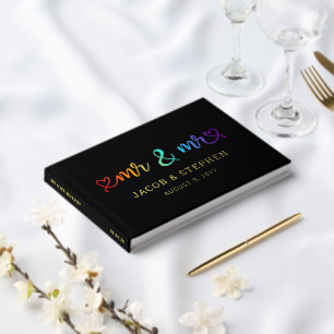 Rainbow Script Black Mr & Mr Gay Wedding Gastenboek