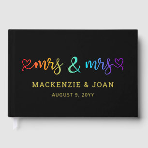 Rainbow Script Black Mrs & Mrs Lesbian Mariage