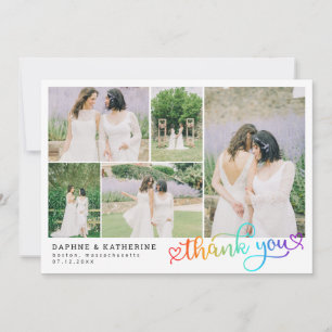 Rainbow Script Wedding Photo Collage Bedankt