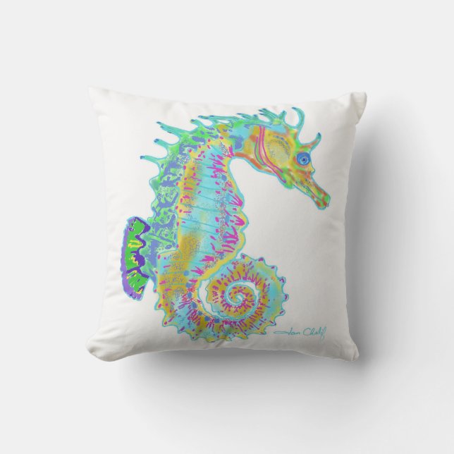 Rainbow Seahorse Pillow Buitenkussen (Voorkant)
