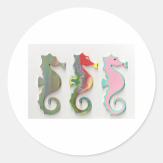 RAINBOW SEAHORSES RONDE STICKER