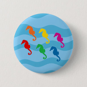 Rainbow Seapaarden Ronde Button 5,7 Cm