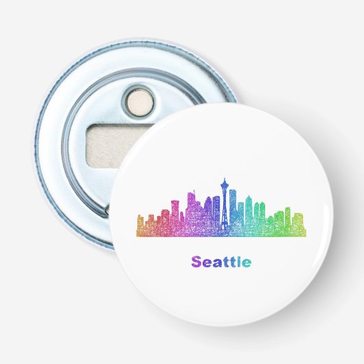Rainbow Seattle skyline Button Flesopener (Voorkant)