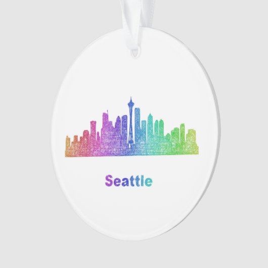 Rainbow Seattle skyline Ornament (voorkant)