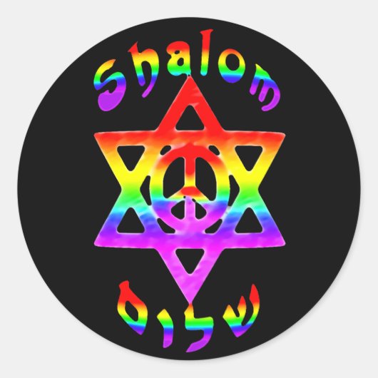 Rainbow Shalom-Stickers Ronde Sticker (Voorkant)