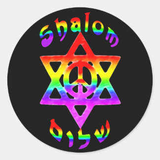 Rainbow Shalom-Stickers Ronde Sticker