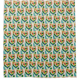 Rainbow Shamrock Heart Shower Curtain - Iers Douchegordijn