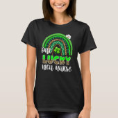 Rainbow Shamrock One Lucky Nicu Nurse Leopard St P T-shirt (Voorkant)