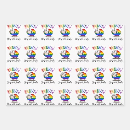 Rainbow Sheep Wrapping Paper Flat Sheet Set van 3 (Voorkant 3)