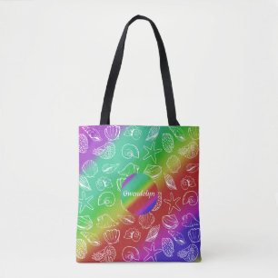 Rainbow Shellfish Pattern Add Name All Over Print Draagtas