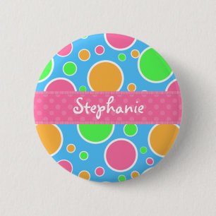 Rainbow Sherbet Polka Dots Ronde Button 5,7 Cm