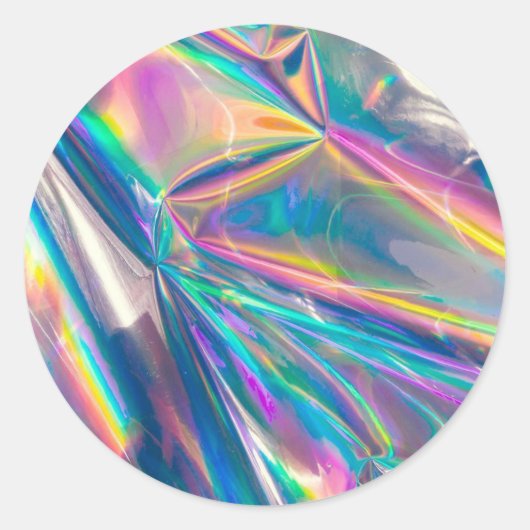 Rainbow Shimmer Metallic Paper Design Ronde Sticker (Voorkant)