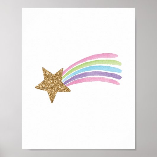 Rainbow Shooting Star Nursery Wall Decals Poster (Voorkant)