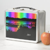 Rainbow Silhouette Personnes Lunchbox personnalisé (En situation)