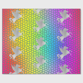 Rainbow SILVER UNICORN BIRTHDAY WEDDING WRAP Cadeaupapier