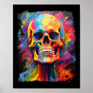 Rainbow Skeleton Anatomy Enge Halloween Poster