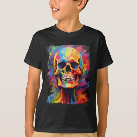 Rainbow Skeleton Anatomy Enge Halloween T-shirt (Voorkant)