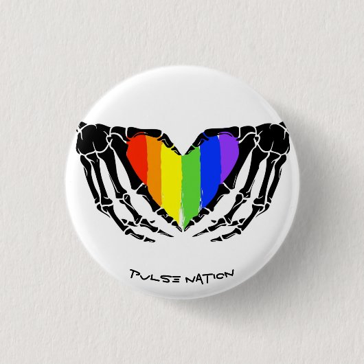 Rainbow Skeleton Hands Heart Gay Pride Ronde Button 3,2 Cm (Voorkant)