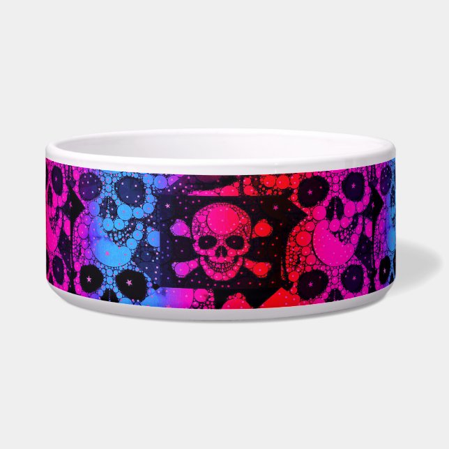 Rainbow Skull Bling Voerbakje (Voorkant)