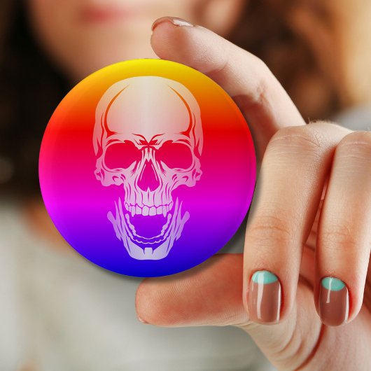 Rainbow Skull-Button Ronde Button 5,7 Cm