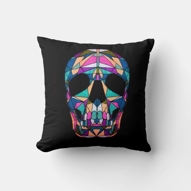 Rainbow Skull Pillow Kussen (Voorkant)