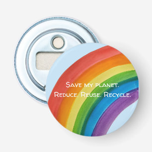 RAINBOW Sla mijn planeet (aanpasbaar) Button Flesopener