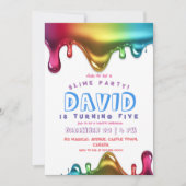 Rainbow Slime Party Invitation Slime 5e anniversai (Devant)