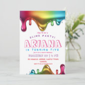 Rainbow Slime Party uitnodiging Slime 5e verjaarda (Staand voorkant)