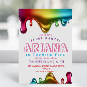 Rainbow Slime Party uitnodiging Slime 5e verjaarda