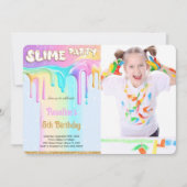 Rainbow Slime Verjaardagsfeestfoto Kaart (Voorkant)
