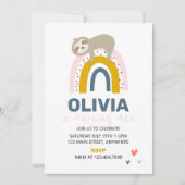 Rainbow Sloth Invitation de fête d'anniversaire (Devant)