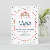 Rainbow Sloth Invitation de fête d'anniversaire (Debout devant)