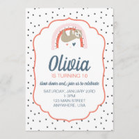 Rainbow Sloth Verjaardagsfeest Uitnodigen