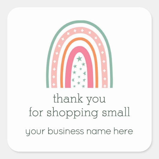 Rainbow Small Business Hartelijk dank Vierkante Sticker (Voorkant)