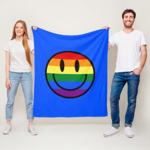 Rainbow Smiley Face Fleece Deken