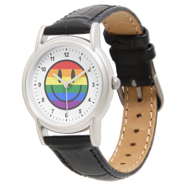 Rainbow Smiley Face Horloge (Gekanteld)